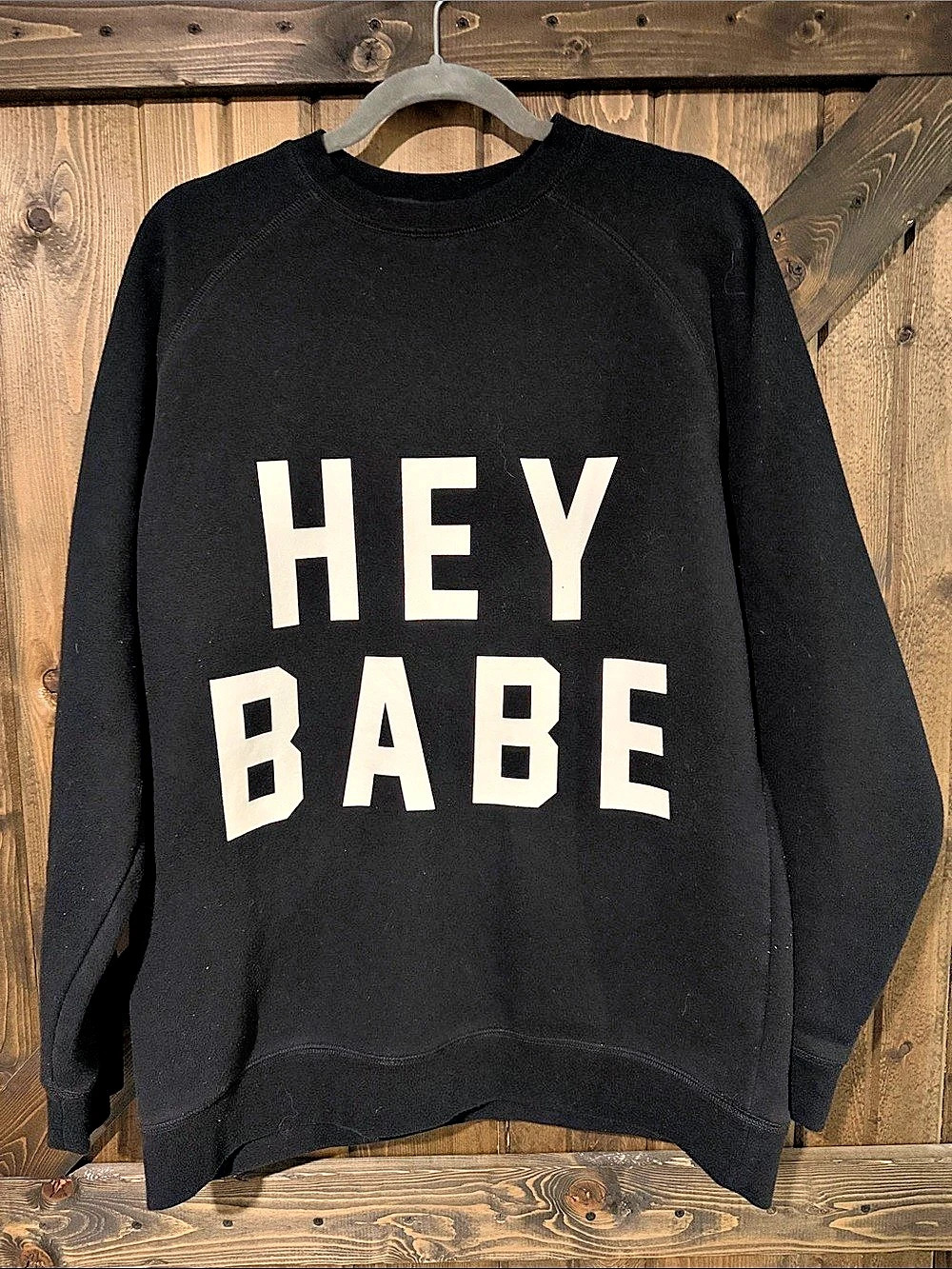 Brunette The Label Hey Babe Big Sister Crew Neck Sweatshirt Black & White